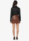 Cillian Leather Mini Skirt ~ Mousse