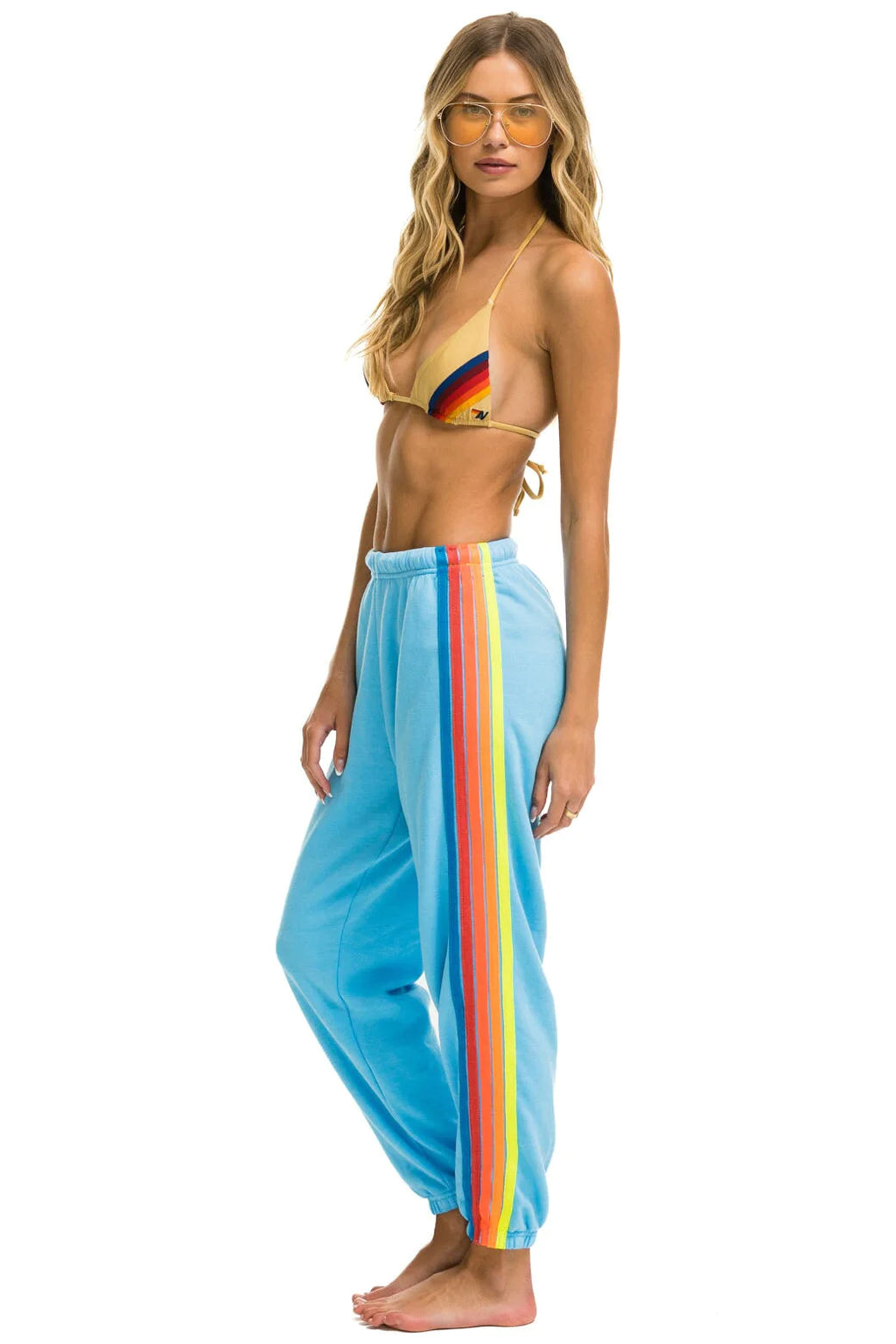 Rainbow Rib Pocket Sweatpants - Sky