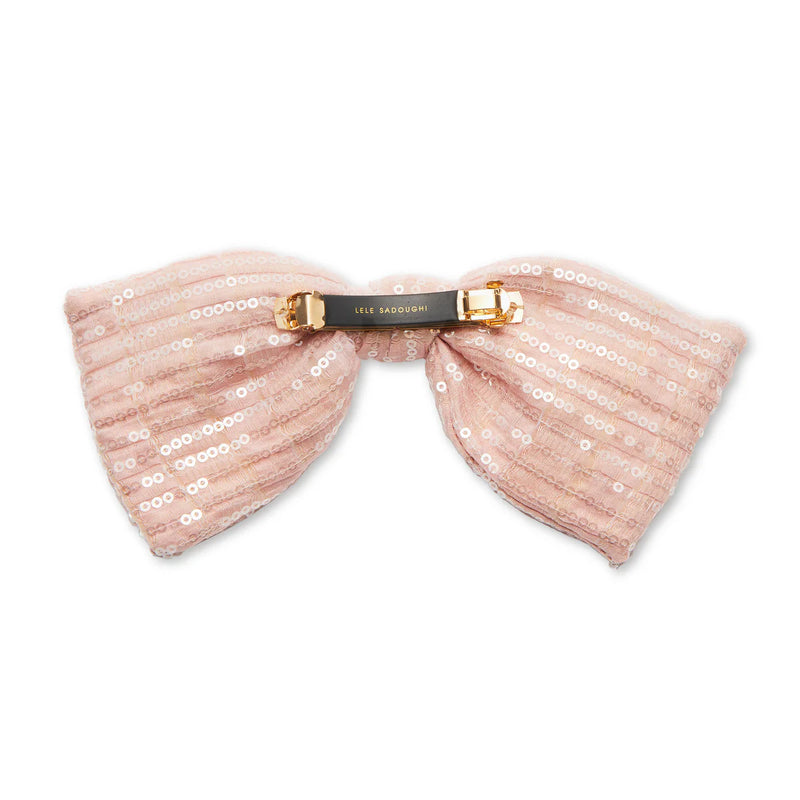 Paloma Sequin Bow Barrette ~ Blush