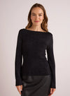 Boatneck Sweater ~ Black with Metallic