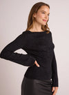 Boatneck Sweater ~ Black with Metallic