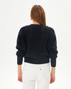 Drop Shoulder Sweater ~ Black W/ Navy Poppy Chains