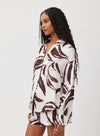 Oversize Button Down ~ Moroccan Palm Print