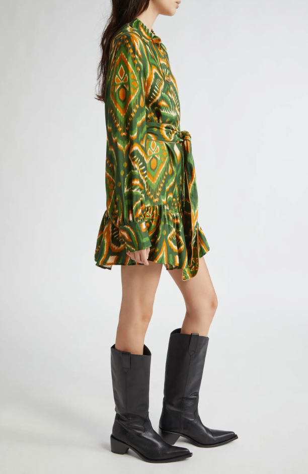 Pineapple Ikat Green Mini Dress