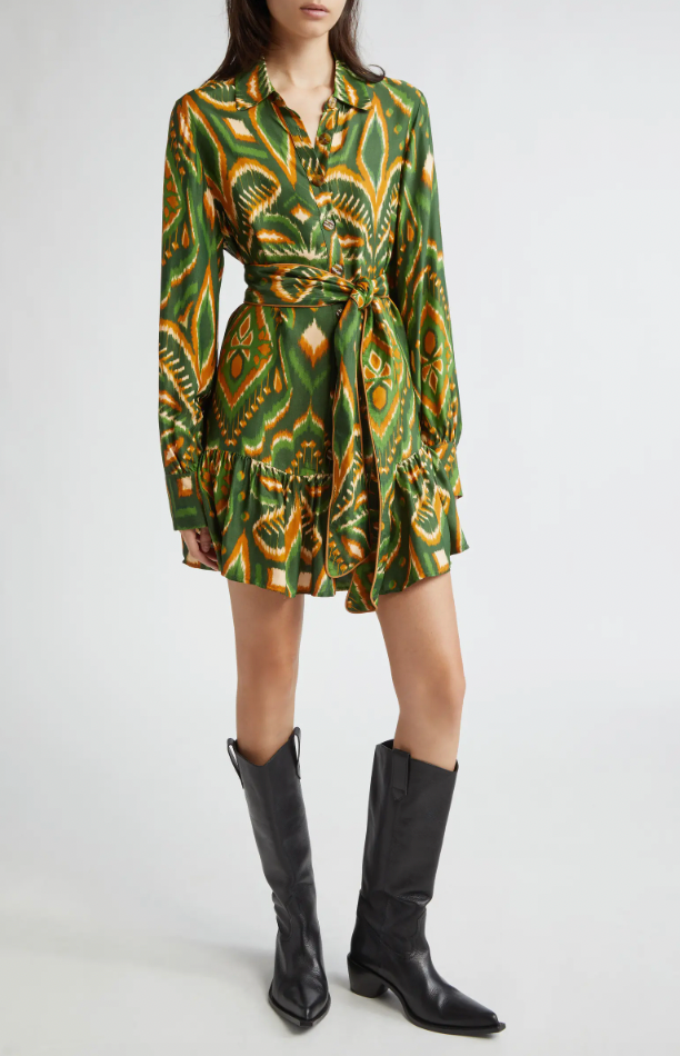 Pineapple Ikat Green Mini Dress