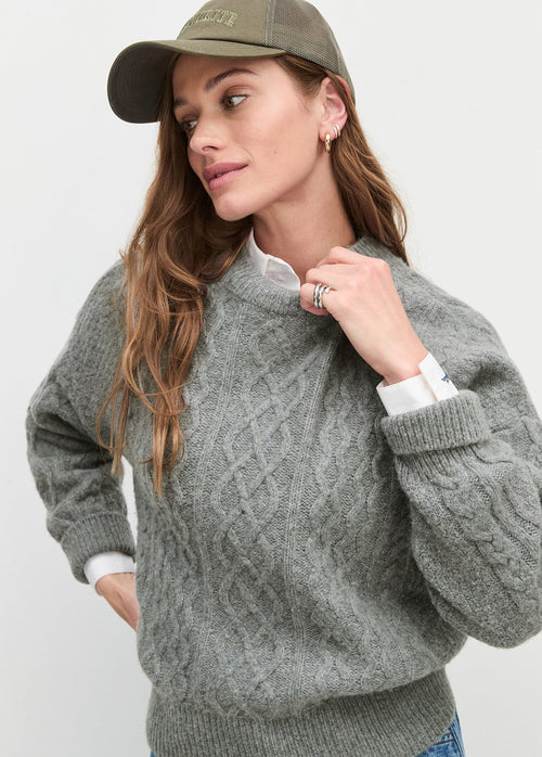 Oversized Cable Sweater ~ Smoke Grey