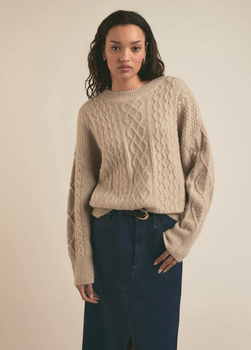 Oversized Cable Sweater - Basmati