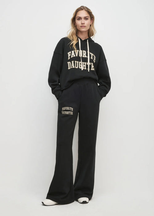 The Cropped Collegiate Hoodie ~ Black/Stone