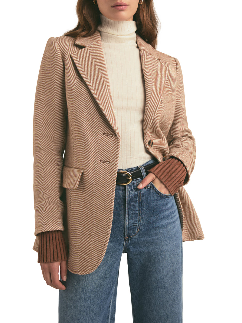 City Blazer~ Cognac Herringbone