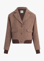 City Bomber ~ Chocolate Herringbone Plaid Favorite Daughter Brown