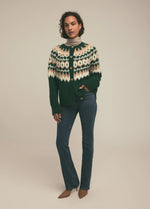 The Snowed In Cardigan ~ Green Fairisle