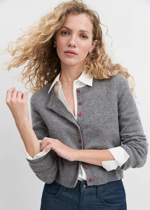 The Cropped Rebecca Cardigan ~ Dark Charcoal Grey