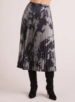 Hand Pleated Midi Skirt ~ Silver Dye Print