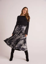 Hand Pleated Midi Skirt ~ Silver Dye Print