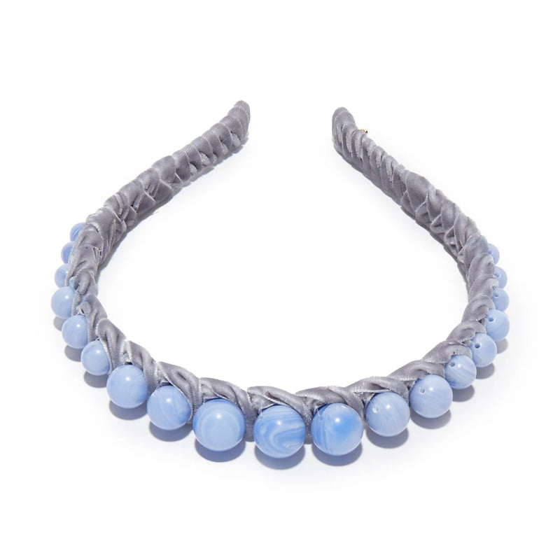 Graduated Bead Headband ~ Blue Lace