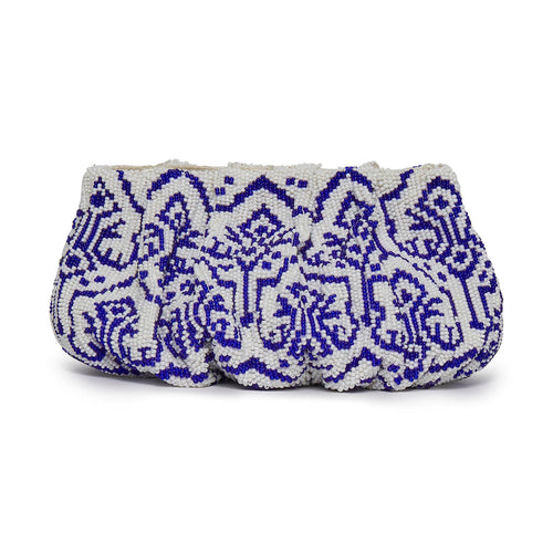 Blue Cora Beaded Clutch