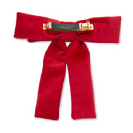 Antoniette Pinstripe Bow ~ Lipstick Red