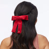 Antoniette Pinstripe Bow ~ Lipstick Red