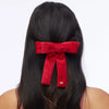 Antoniette Pinstripe Bow ~ Lipstick Red