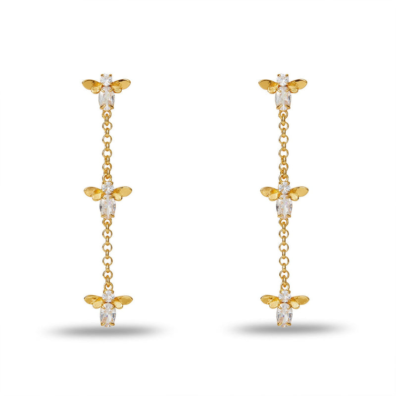 Crystal Honeybee Linear Earrings