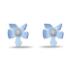 Crystal Lily Button Earrings ~ Lake Blue