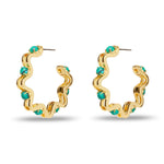 Malachite Caterpillar Hoop Earrings