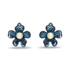 Tile Blue Azalea Button Earrings