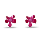 Crystal Lily Button Earrings ~ Raspberry