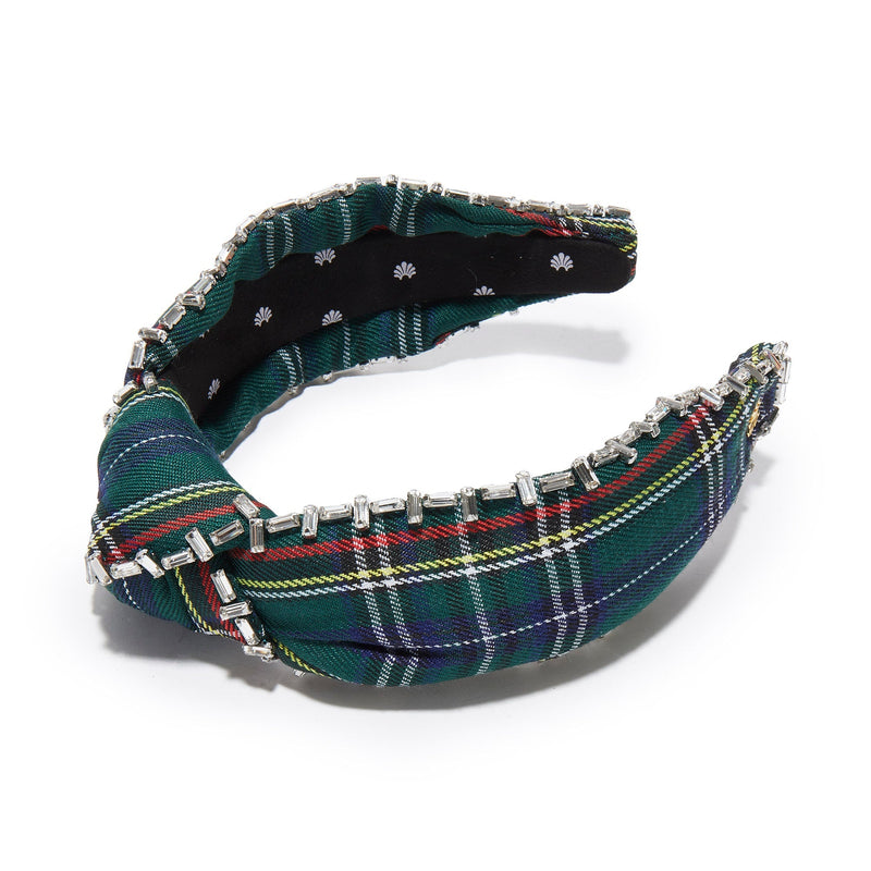 Crystal Stitch Knotted Headband ~ Holiday Plaid