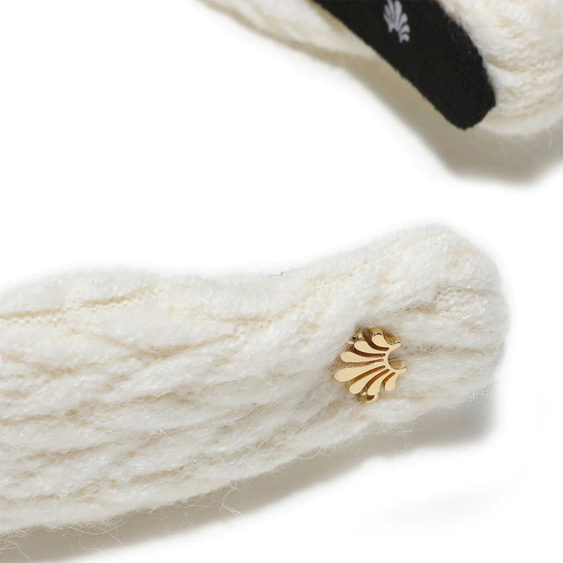 Ivory Cable Knit Slim Knotted Headband