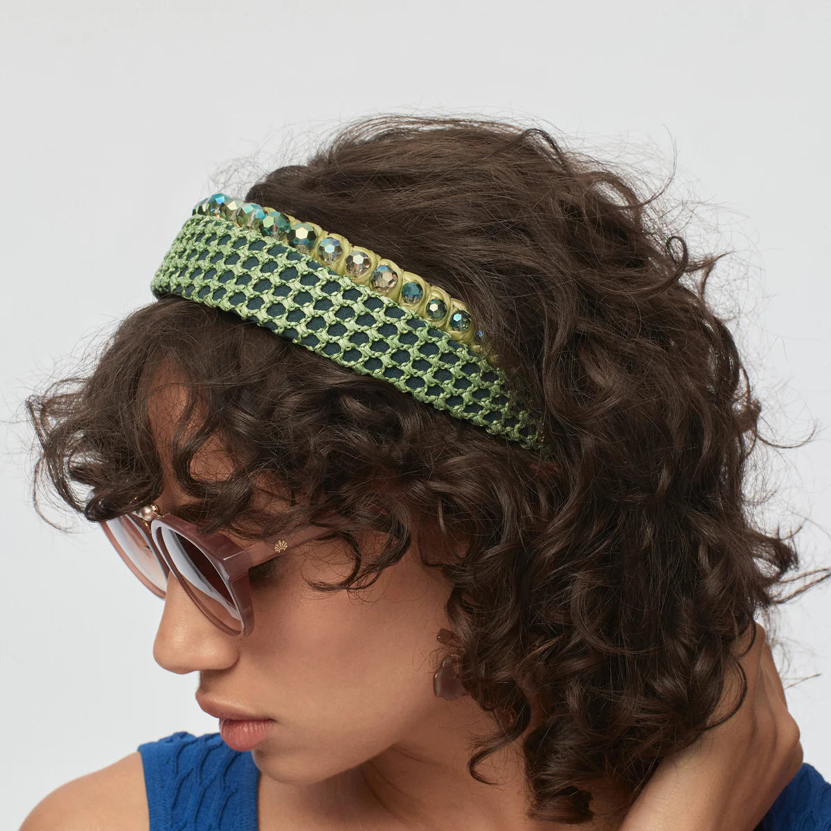  Housoutil Green Crystal Headband Braid Headband Hair