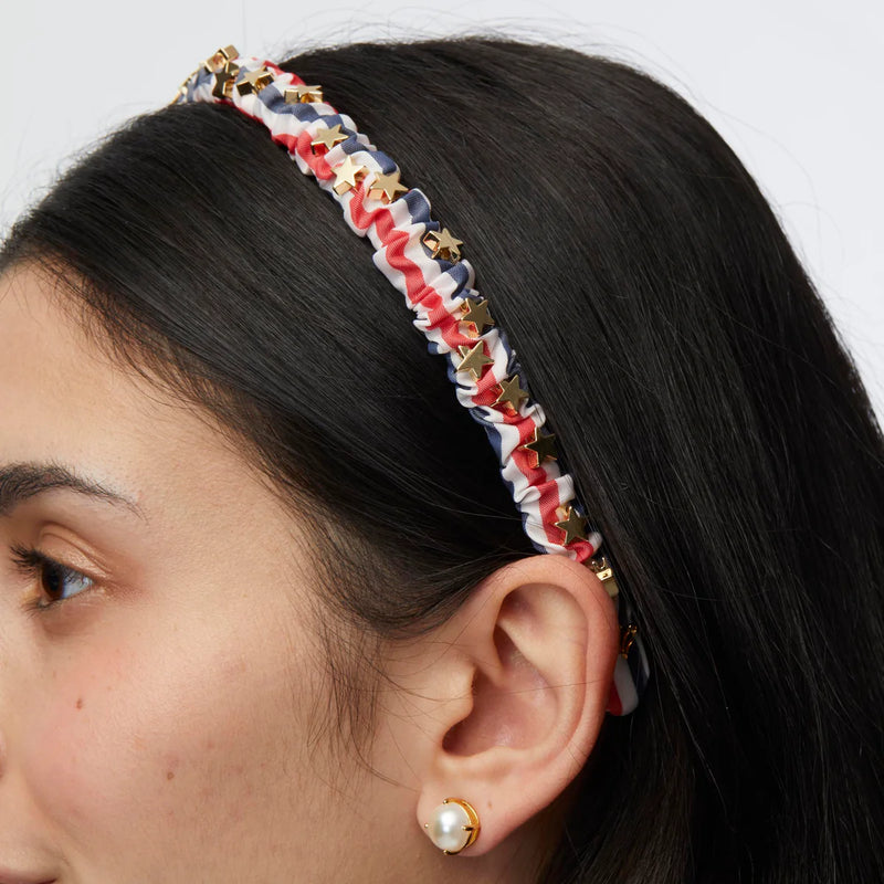 Jessie Striped Cotton Embellished Headband ~ Patriotic  display picture 3