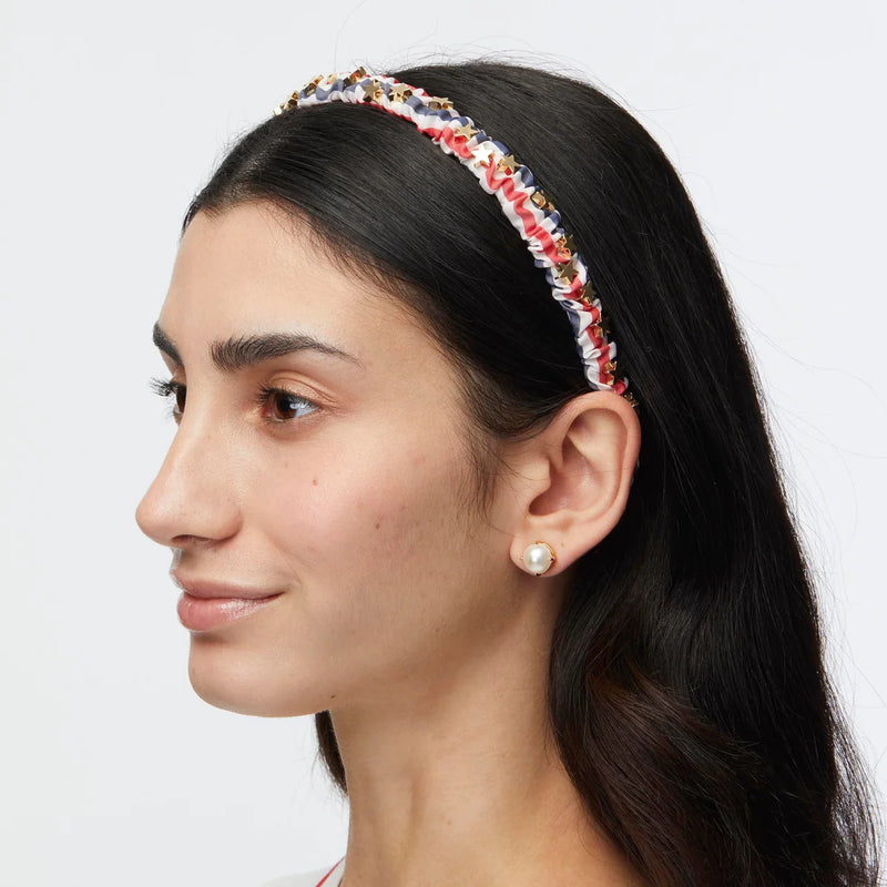 Jessie Striped Cotton Embellished Headband ~ Patriotic 