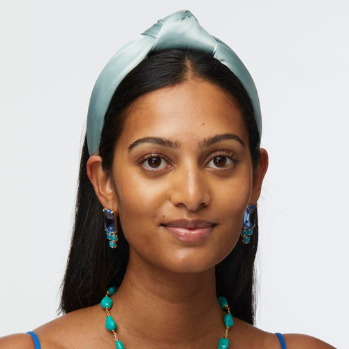 Stone Blue Silk Knotted Headband