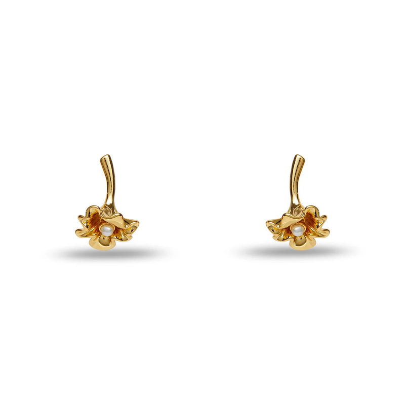 Ruffled Lily Stud Earrings ~ Gold