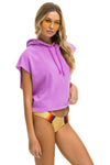 Sleeveless Cropped Pullover Hoodie ~ Purple