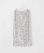 Lacey Sequins Midi Skirt ~ Silver