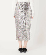 Lacey Sequins Midi Skirt ~ Silver