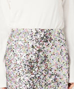 Lacey Sequins Midi Skirt ~ Silver