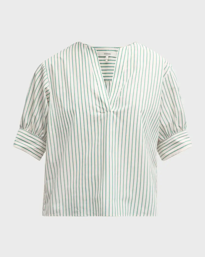 V-Neck Popover Top ~ Green