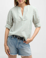 V-Neck Popover Top ~ Green