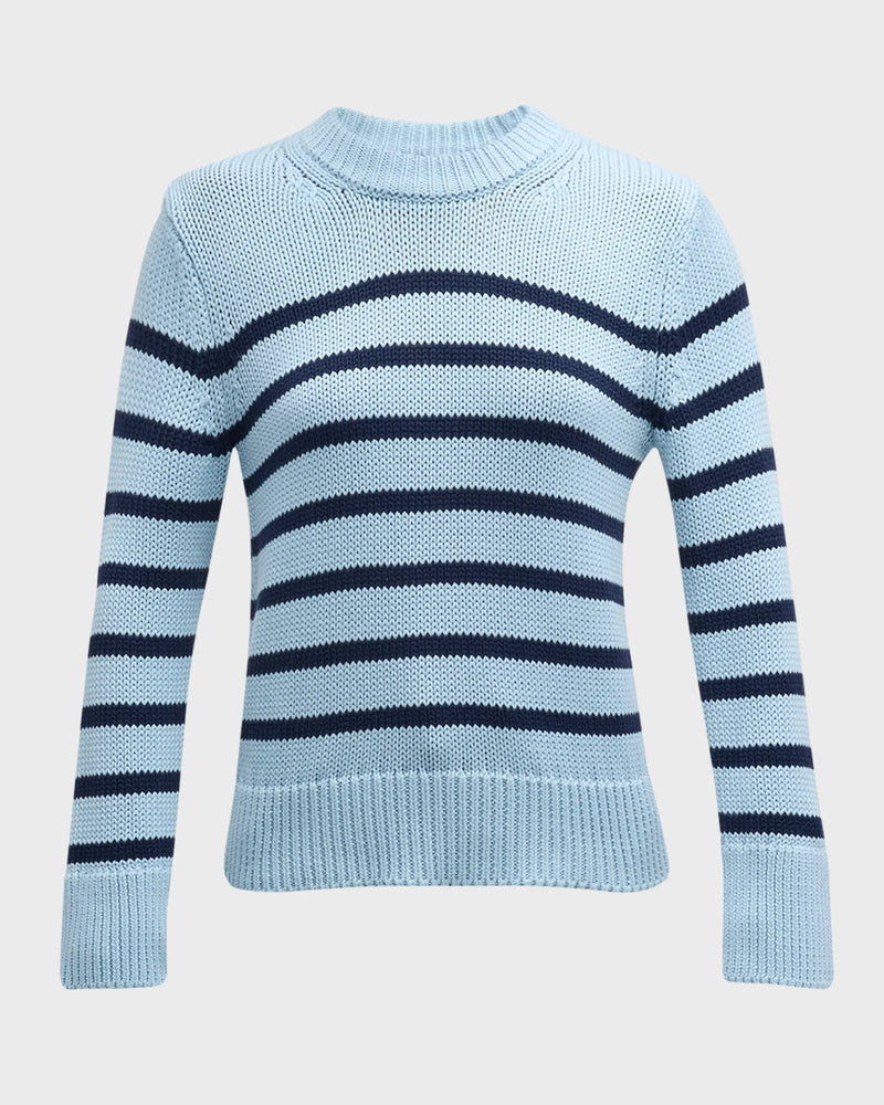 Alise Cotton Crewneck Sweater ~ Sky Navy Stripe