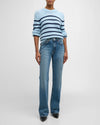 Alise Cotton Crewneck Sweater ~ Sky Navy Stripe