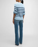 Alise Cotton Crewneck Sweater ~ Sky Navy Stripe