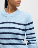 Alise Cotton Crewneck Sweater ~ Sky Navy Stripe