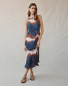 Pleated Midi Dress w/ Side Slits ~ Midnight Tides Print