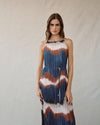 Pleated Midi Dress w/ Side Slits ~ Midnight Tides Print