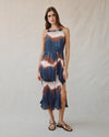 Pleated Midi Dress w/ Side Slits ~ Midnight Tides Print
