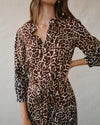 Puff Sleeve Belted Shirt Dress ~ Ombre Leopard