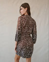 Puff Sleeve Belted Shirt Dress ~ Ombre Leopard